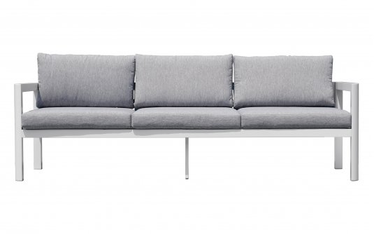MARSIGLIA sofa ogrodowa aluminiowa 3-osobowa z poduszkami biały 