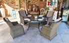 Brązowy zestaw obiadowy ogrodowy z technorattanu ASTI 135 