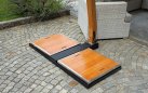 ekskluzywny parasol ogrodowy 3,x3,5 z nogą boczną efekt drewna