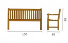 teakowa ławka ogrodowa 150 cm z poduszką LAMPEDUSA