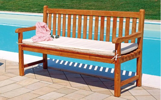 teakowa ławka ogrodowa 150 cm z poduszką LAMPEDUSA teakowa ławka ogrodowa 150 cm z poduszką LAMPEDUSA