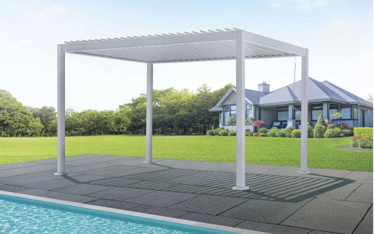 Biała pergola lamelowa 3 x 4 m aluminiowa Biała pergola lamelowa 3 x 4 m aluminiowa