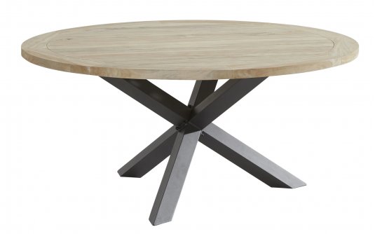 okrągły stół ogrodowy LOUVRE teak śr. 160 cm nogi aluminiowe