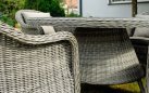 Meble ogrodowe jadalniane z technorattanu KUMBANG 130 cm szaropopielaty