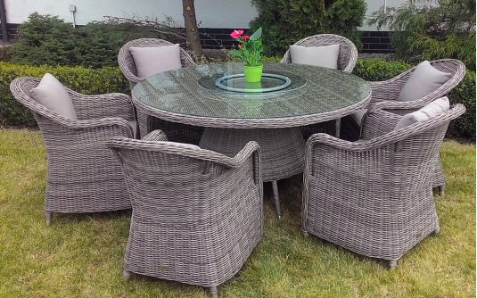Szropopielaty okrągły komplet stołowy stół 150 cm