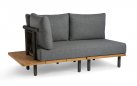 Narożnik aluminiowy ogrodowy z platformą teak KYTSU oparcia antracyt poduszki szare