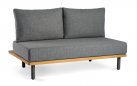 Narożnik aluminiowy ogrodowy z platformą teak KYTSU oparcia antracyt poduszki szare
