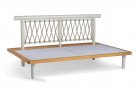 Narożnik aluminiowy ogrodowy z platformą teak KYTSU oparcia jasnoszare poduszki szarobeżoweNarożnik aluminiowy ogrodowy z platformą teak KYTSU oparcia jasnoszare poduszki szarobeżowe