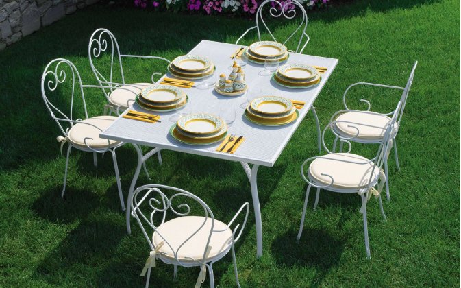 DELPHI Dining - Zestaw obiadowy biały stalowy z 6 krzesłami biały