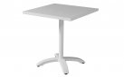 Kwadratowy stolik bistro 70x70 cm aluminiowy biały noga centralna CALYPSO
