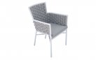 Krzesło obiadowe ogrodowe sztaplowane BOLOGNA aluminium białe szare pasy