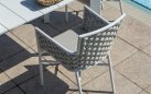 Krzesło obiadowe ogrodowe sztaplowane BOLOGNA aluminium białe szare pasy