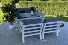 Meble ogrodowe aluminiowe białe z podnoszonym stołem TIMBER Life