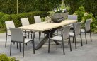 Meble ogrodowe aluminiowo-teakowe biale TIMOR - zestaw stołowy 280 cm z krzesłami primavera