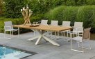 Meble ogrodowe Meble ogrodowe aluminiowo-teakowe białe TIMOR - zestaw stołowy 280 cm z krzesłami sense-teakowe biale TIMOR - zestaw stołowy 280 cm z krzesłami sense