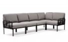 Modułowa sofa narożna komodo nardi z konstrukcją w kolorze antracyt i poduszkami grigio
