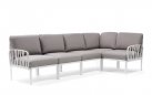 Modułowa sofa narożna komodo nardi z konstrukcją w kolorze bianco i poduszkami grigio