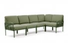 Modułowa sofa narożna komodo nardi z konstrukcją agava i poduszkami giungla Sunbrella