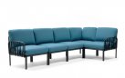 Modułowa sofa narożna komodo nardi z konstrukcją antracyt i poduszkami adriatic Sunbrella