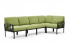 Modułowa sofa narożna komodo nardi z konstrukcją antracyt i poduszkami avocado Sunbrella