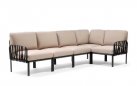 Modułowa sofa narożna komodo nardi z konstrukcją antracyt i poduszkami canvas Sunbrella