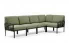 Modułowa sofa narożna komodo nardi z konstrukcją antracyt i poduszkami giungla Sunbrella