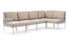 Modułowa sofa narożna komodo nardi z konstrukcją biała i poduszkami canvas Sunbrella