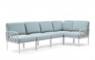 Modułowa sofa narożna komodo nardi z konstrukcją biała i poduszkami ghiaccio Sunbrella