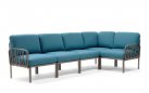 Modułowa sofa narożna komodo nardi z konstrukcją tortora i poduszkami adriatic Sunbrella