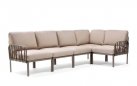 Modułowa sofa narożna komodo nardi z konstrukcją tortora i poduszkami canvas Sunbrella