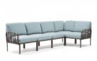 Modułowa sofa narożna komodo nardi z konstrukcją tortora i poduszkami ghiaccio Sunbrella