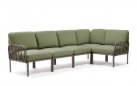 Modułowa sofa narożna komodo nardi z konstrukcją tortora i poduszkami giungla Sunbrella