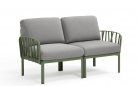Agave sofa dwuosobowa komodą z poduszkami olefin grigio