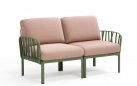 Agave sofa dwuosobowa komodą z poduszkami olefin rosa