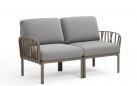 Tortora sofa dwuosobowa komodą z poduszkami olefin grigio