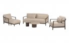 Nowoczesna sofa ogrodowa aluminiowa brązowa CAPRESI 4SO z poduszkami beżowymi