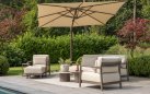 Nowoczesna sofa ogrodowa aluminiowa brązowa CAPRESI 4SO z poduszkami beżowymi