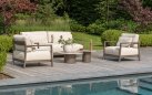 Nowoczesna sofa ogrodowa aluminiowa brązowa CAPRESI 4SO z poduszkami beżowymi