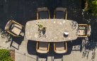 Stół na taras z ceramicznym blatem MONTANA 4SO 240x103 cm nogi teak blat szary