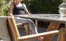 Stół na taras z ceramicznym blatem MONTANA 4SO 240x103 cm nogi teak blat szary