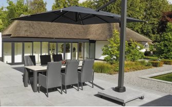 Obrotowy parasol ogrodowy 3x5x3 PALERMO Life antracyt podstawa granitowa na kółkach.