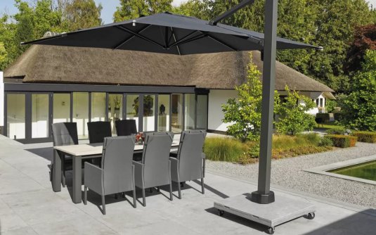 Obrotowy parasol ogrodowy 3x5x3 PALERMO Life antracyt podstawa granitowa na kółkach. Obrotowy parasol ogrodowy 3x5x3 PALERMO Life antracyt podstawa granitowa na kółkach.