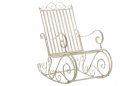 kremowy fotel bujany metalowy vintage