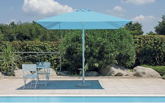 Parasol ogrodowy BORA aluminium noga biała 3×3 m akryl lub Olefin profile aluminiowe