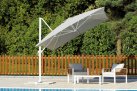 Biały / poszycie JASNOSZARE parasol ogrodowy 3x3 m noga boczna TRINIDAD