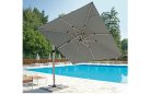 Parasol ogrodowy obrotowy i pochylany w 2 osiach VARADERO noga drewno / poszycie szare