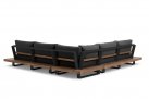 Meble ogrodowe narożnik FITZ - aluminiowe ciemnoszare platforma teak