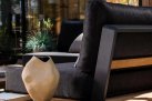 Meble ogrodowe narożnik FITZ - aluminiowe ciemnoszare platforma teak