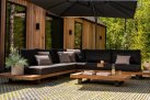 Meble ogrodowe narożnik FITZ - aluminiowe ciemnoszare platforma teak