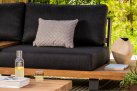 Meble ogrodowe narożnik FITZ - aluminiowe ciemnoszare platforma teak